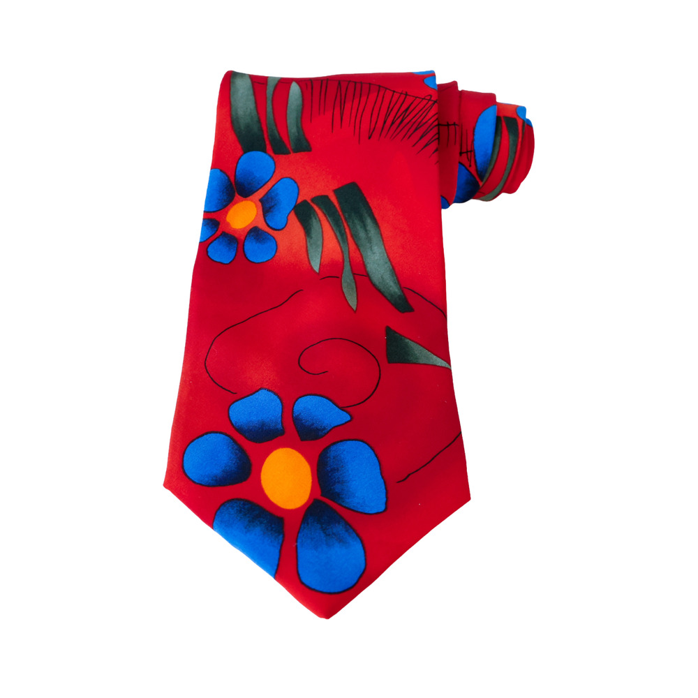 Jerry Garcia Floral Silk Necktie Wedding Tropical Hippie Boho Grandpa Business